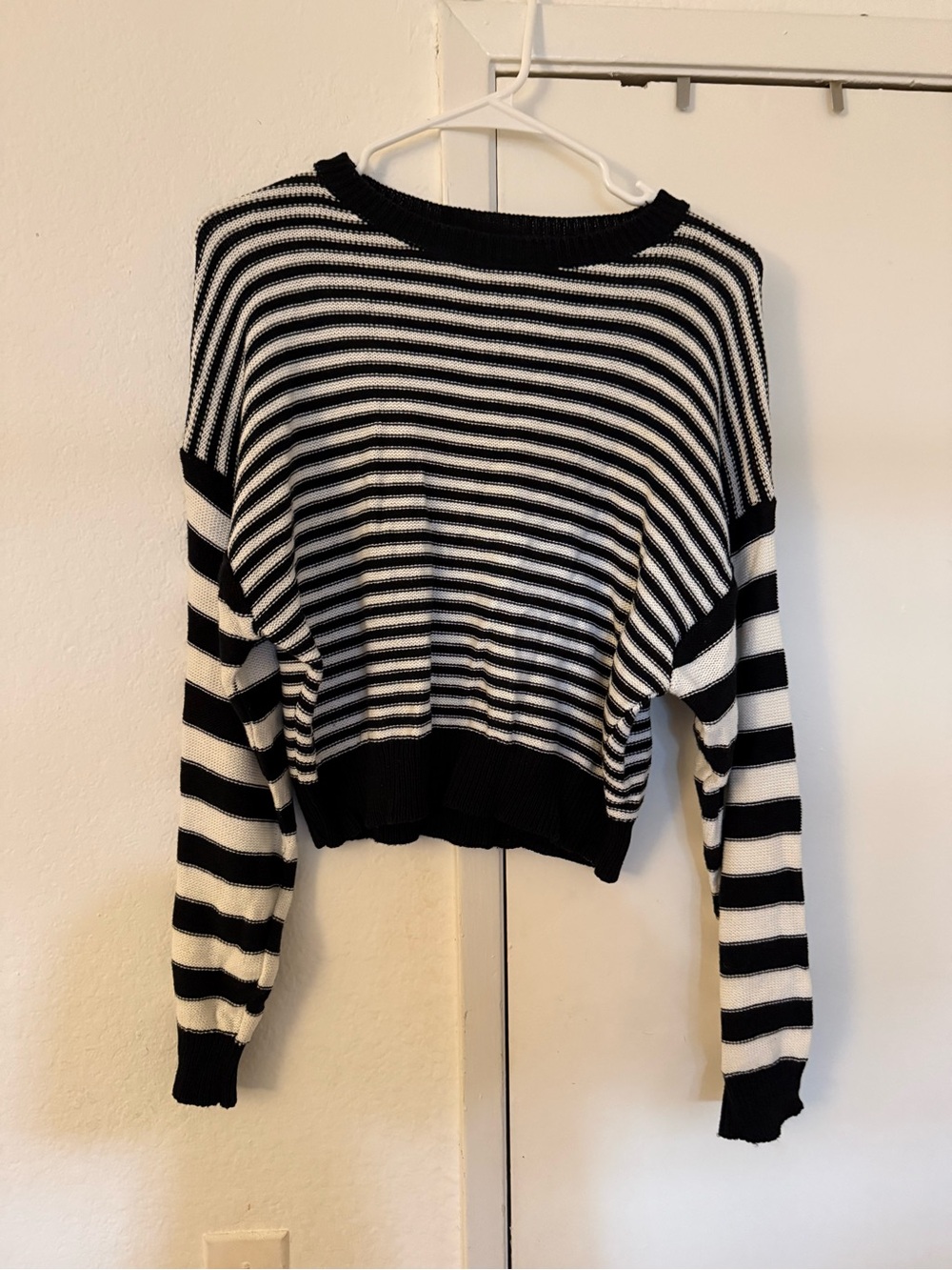 Charlotte Russe Black and White Striped Crew Neck Sweater